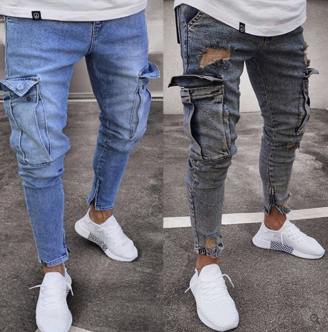 El Rastro - Destroyed Denim Cargo Broek voor een Stoere Streetwear Look