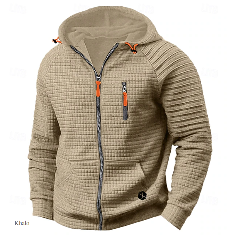 El Tactical Comfort – Wafel Hoodie met Capuchon en Rits voor Heren