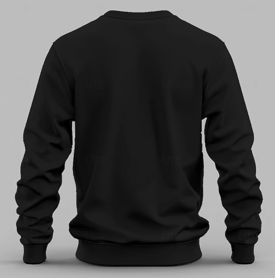 El Básico Negro – Effen Zwart Sweatshirt met Ronde Hals voor Heren