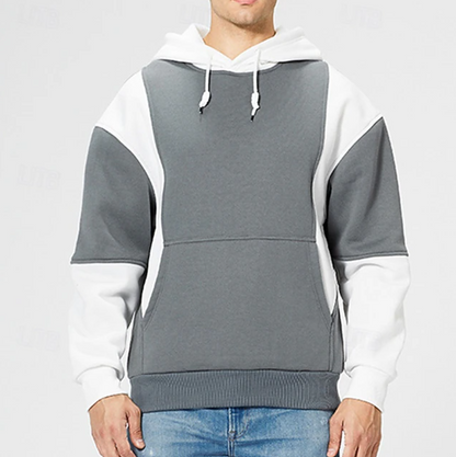 El Grigio Activo – Kleurenblok Hoodie met Capuchon voor Heren