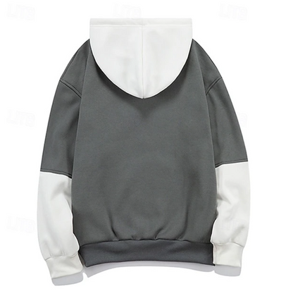 El Grigio Activo – Kleurenblok Hoodie met Capuchon voor Heren