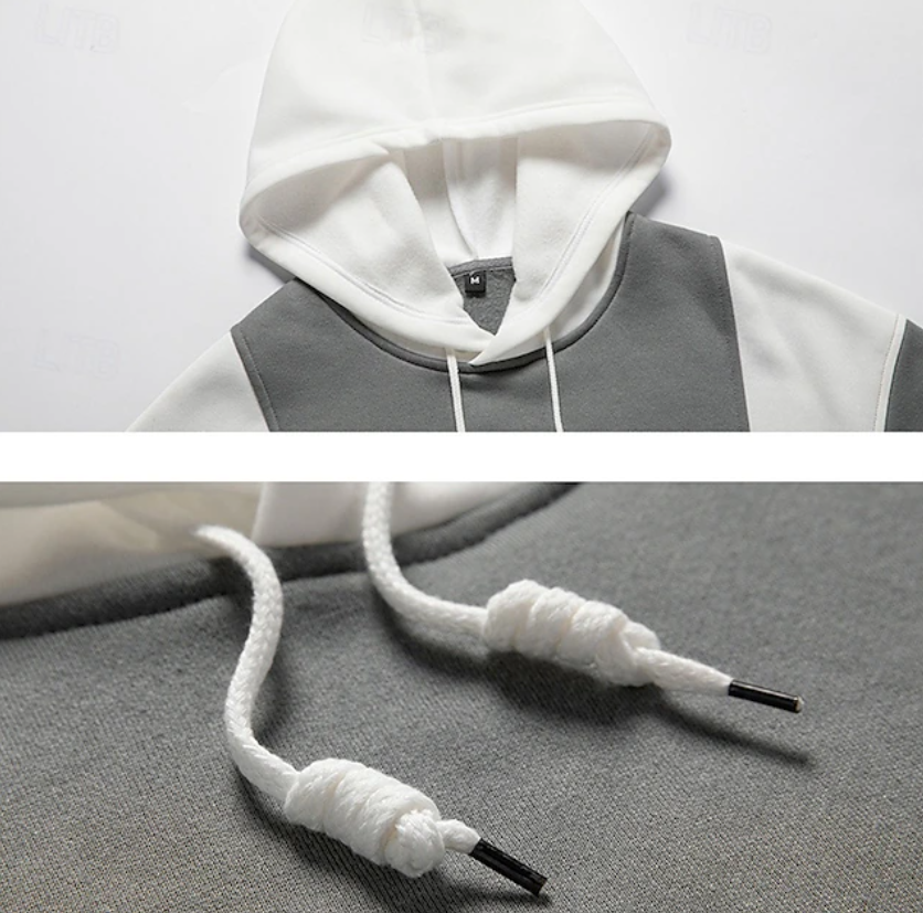 El Grigio Activo – Kleurenblok Hoodie met Capuchon voor Heren