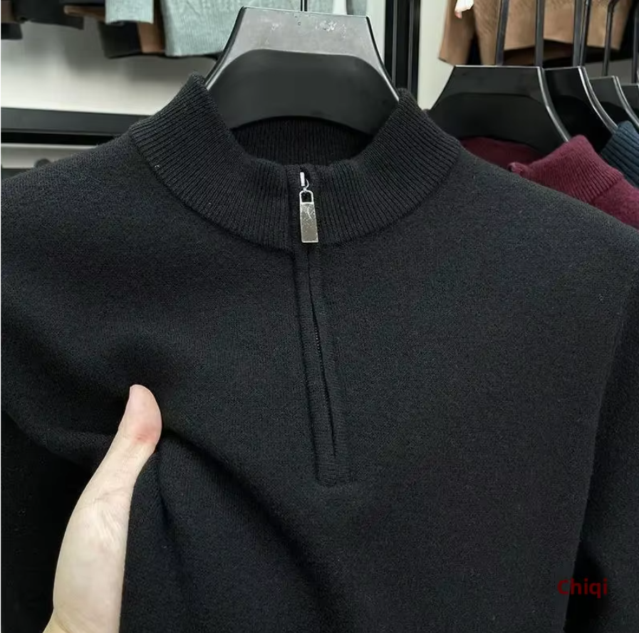 El Elegante - Luxe Half-Polo Trui voor Heren met Verdikte Stof