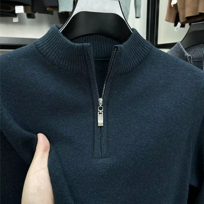 El Elegante - Luxe Half-Polo Trui voor Heren met Verdikte Stof