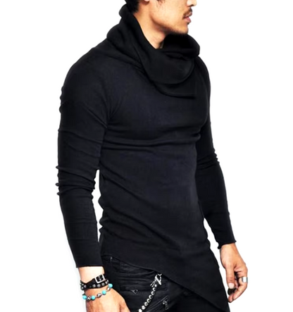 El Urbano - Hip Hop Turtle Neck Streetwear T-Shirt voor Heren, Trendy en Asymmetrisch Design