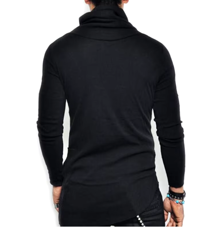 El Urbano - Hip Hop Turtle Neck Streetwear T-Shirt voor Heren, Trendy en Asymmetrisch Design