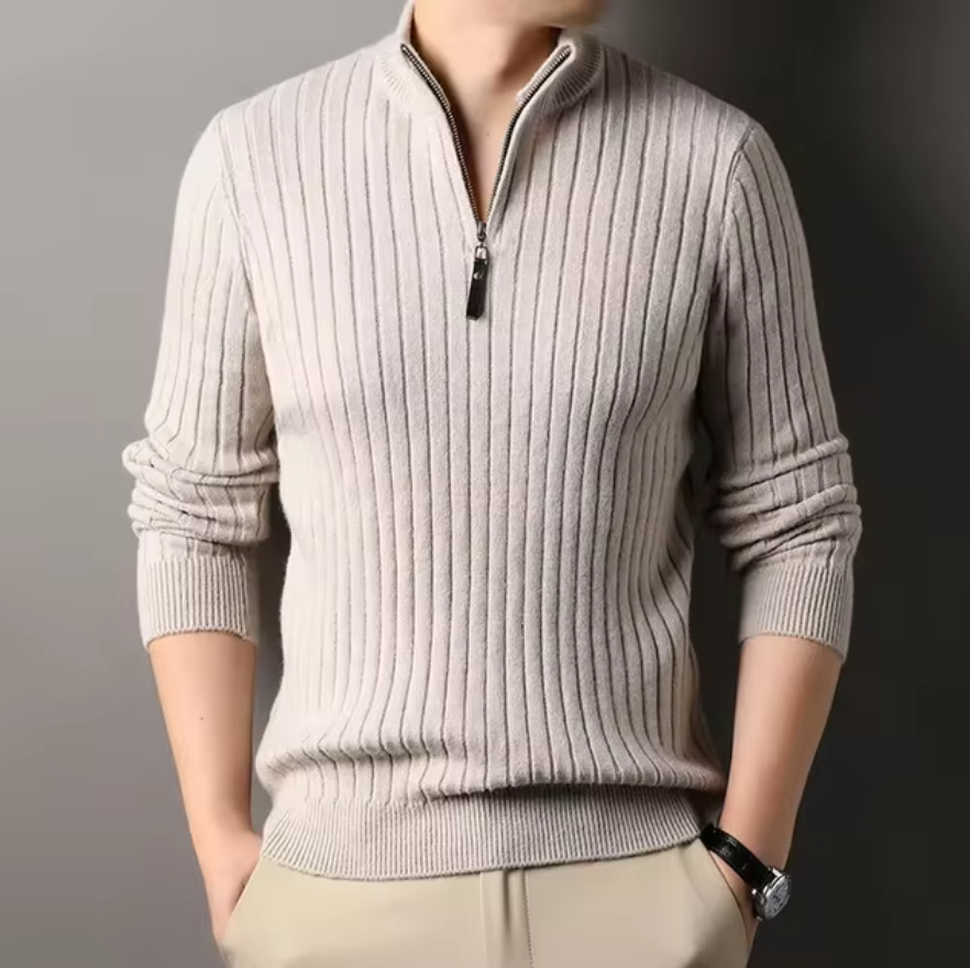 El Cuarto - Slim Fit Kwart Coltrui voor Heren, Casual Gebreide Sweater voor de Winter