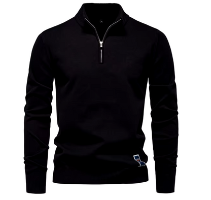 El Social - Quarter Zip Katoenen Pullover voor Heren, Effen Kleur Mock Hals voor Casual en Sociale Gelegenheden