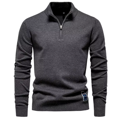 El Social - Quarter Zip Katoenen Pullover voor Heren, Effen Kleur Mock Hals voor Casual en Sociale Gelegenheden