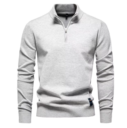 El Social - Quarter Zip Katoenen Pullover voor Heren, Effen Kleur Mock Hals voor Casual en Sociale Gelegenheden