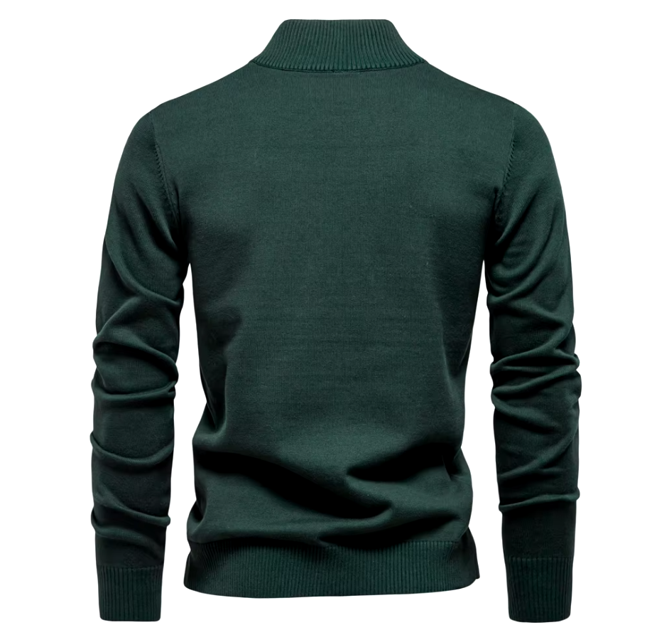 El Social - Quarter Zip Katoenen Pullover voor Heren, Effen Kleur Mock Hals voor Casual en Sociale Gelegenheden