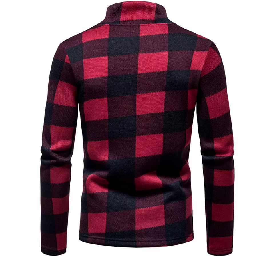 El Cuadro - Zachte Katoenen Kwart Zip Trui voor Heren, Plaid Streetwear voor Winter