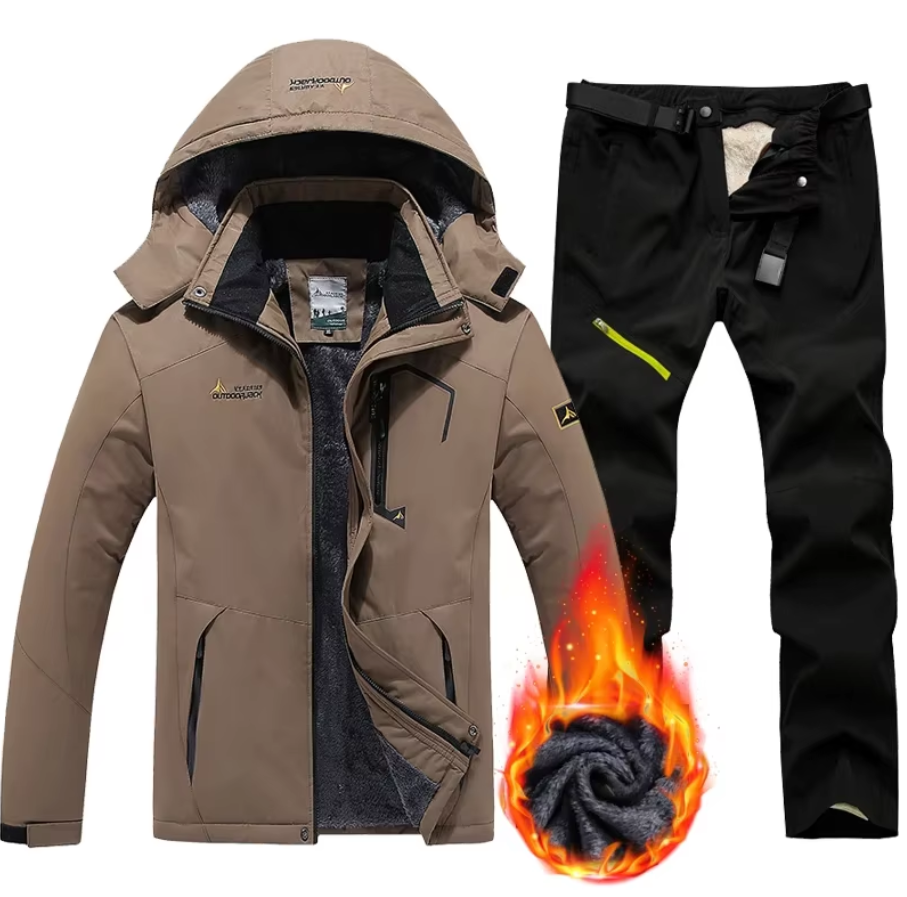 El Montaña - Waterdicht Winterpak voor Heren, Fleece Sneeuwjas en Gratis Broek - Set voor Outdoor Snowboarden