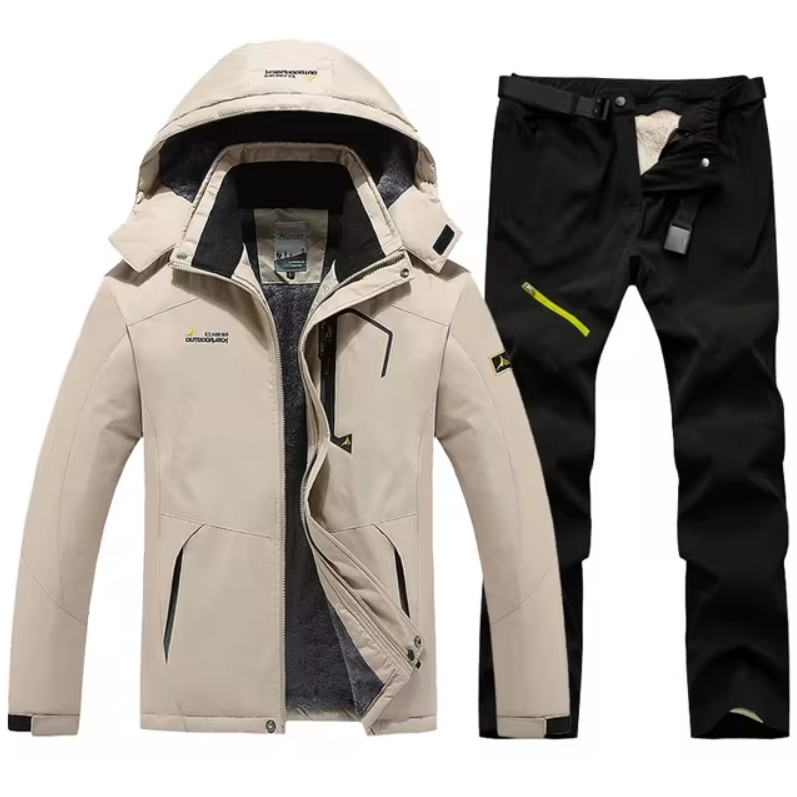 El Montaña - Waterdicht Winterpak voor Heren, Fleece Sneeuwjas en Gratis Broek - Set voor Outdoor Snowboarden