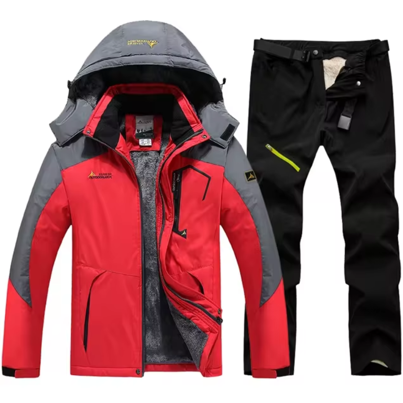 El Montaña - Waterdicht Winterpak voor Heren, Fleece Sneeuwjas en Gratis Broek - Set voor Outdoor Snowboarden