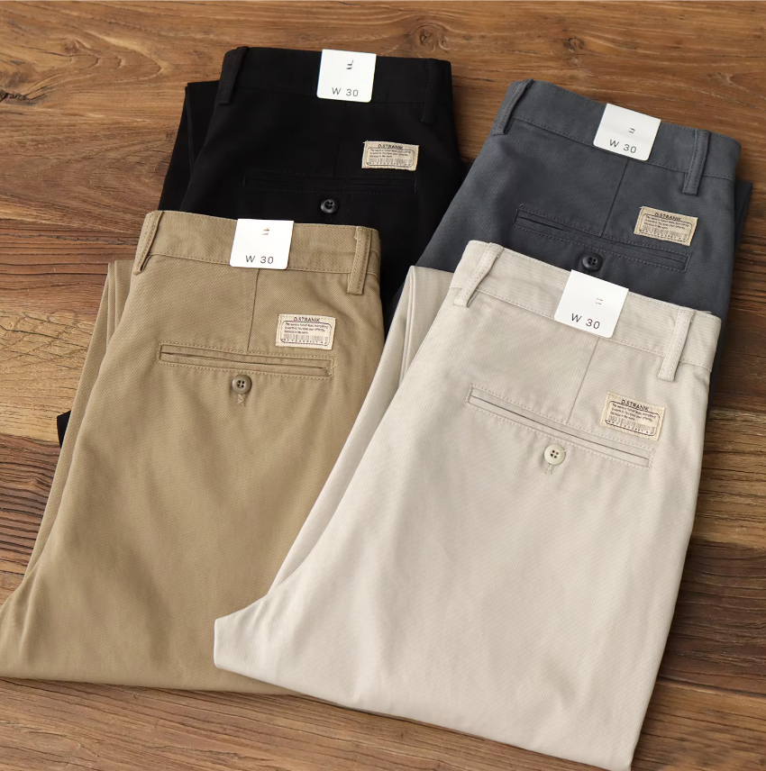 El Casual - Rechte Chino Cargo Broek voor Heren, Retro Stijl in Beige en Kaki