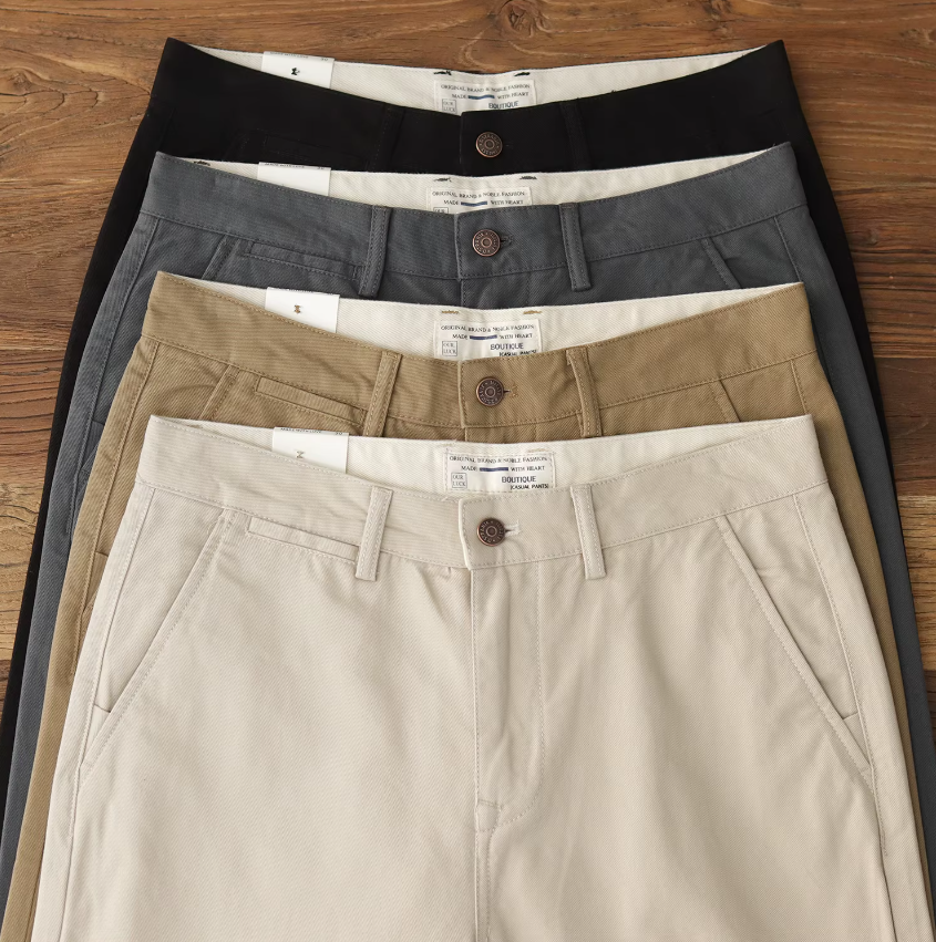 El Casual - Rechte Chino Cargo Broek voor Heren, Retro Stijl in Beige en Kaki