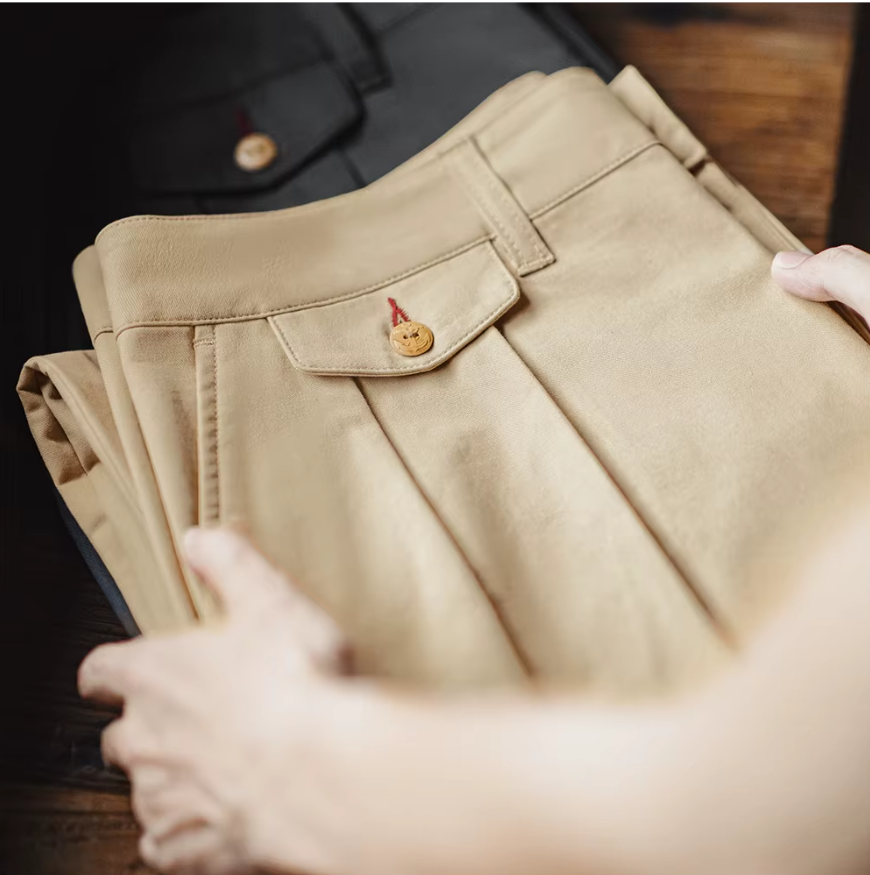 El Vintage - Taps Toelopende Chino Broek voor Heren, Klassieke Herfststijl