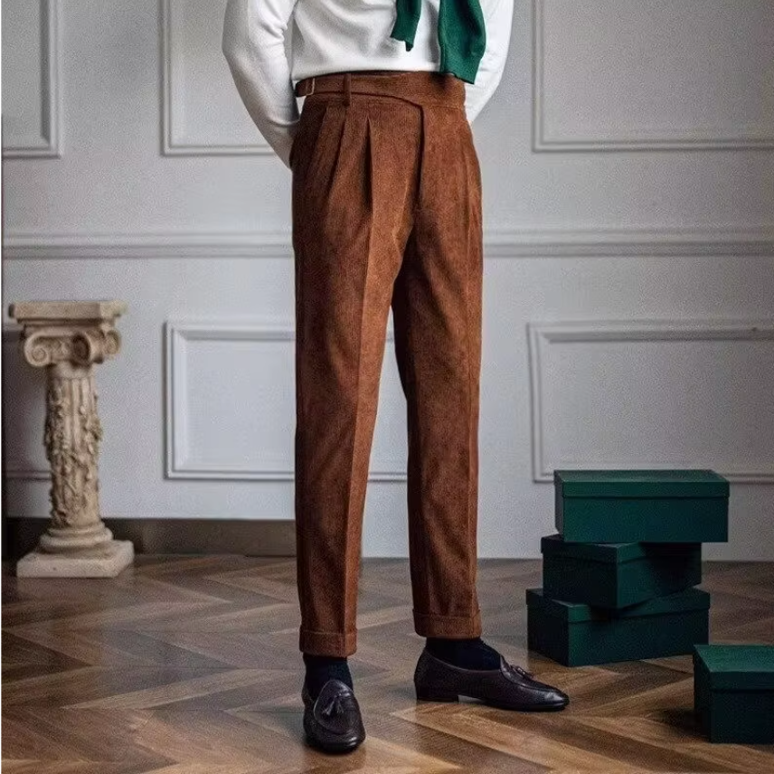 El Napolitano - Italiaanse Stijl Corduroy Pak Broek voor Heren, Elegant en Comfortabel