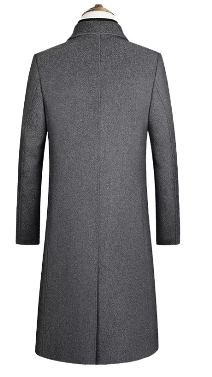 El Exclusivo - Extra Lange Wollen Trenchcoat voor Heren, Klassiek en Warm